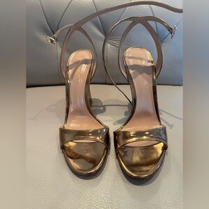 Gianvito Rossi Metallic Bronze Ankle-Strap Sandals
